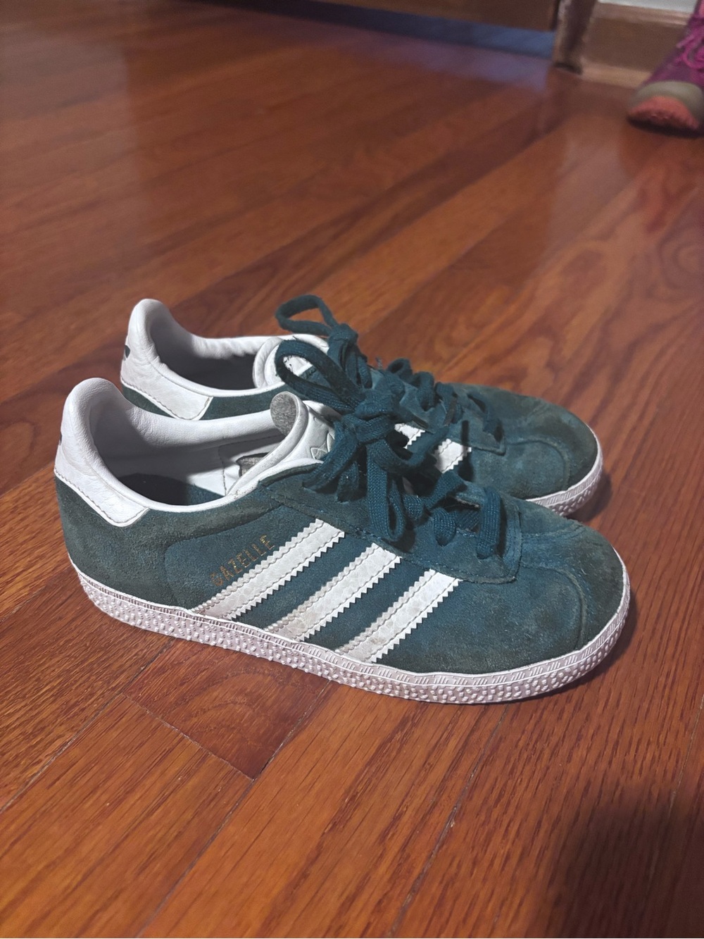adidas Kids Suede Sneakers in Green with White Stripes